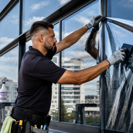 Instalación Profesional de Papel Polarizado en Ventanas Comerciales Control Solar y Seguridad