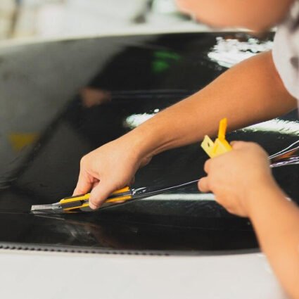 instalación de polarizados con bisturí Nt Cutter