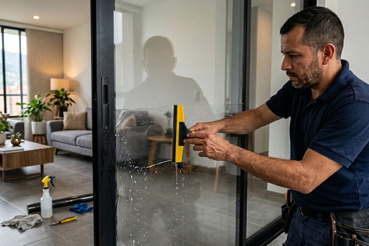Instalación de película de seguridad en vidrios interiores