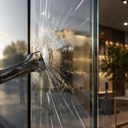 vidrio con película antivandalismo para negocios en Colombia resistente a golpes y vandalismo