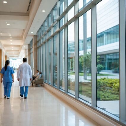 Película de seguridad para vidrios en hospitales y clínicas