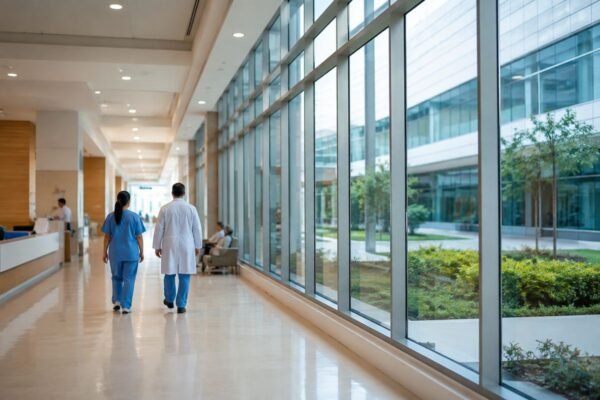 Película de seguridad para vidrios en hospitales y clínicas