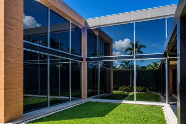 Fachada moderna con polarizado arquitectónico y control solar en Armenia Quindío
