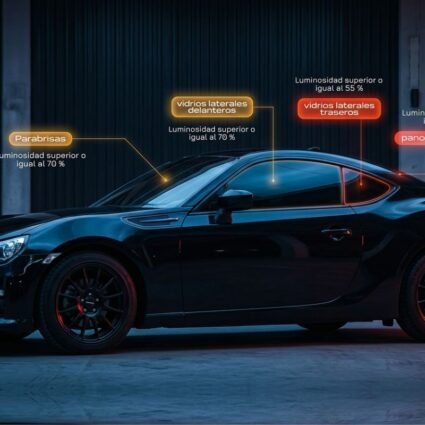 Vehículo con vidrios polarizados mostrando los porcentajes legales permitidos en Colombia 2026